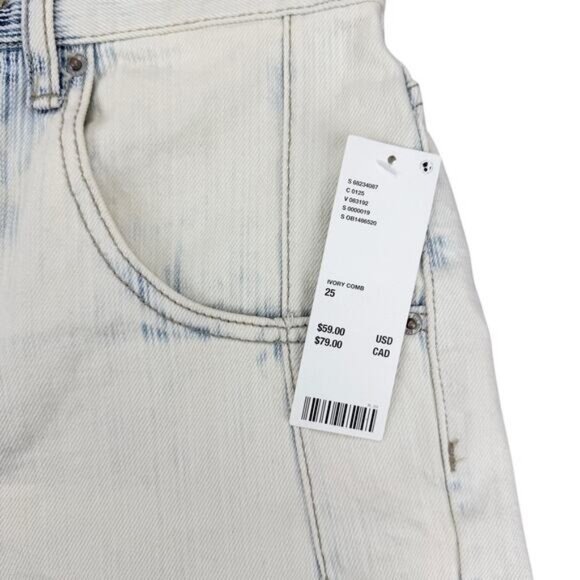 BDG Carrie Denim Short In Ivory Combo Size 25 - Picture 4 of 7